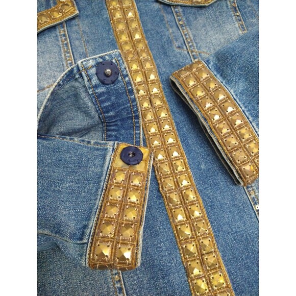 The Collective Works of Berek 2 Jean Jacket Size 1XL Gold Fully Studded Trim - Picture 6 of 16